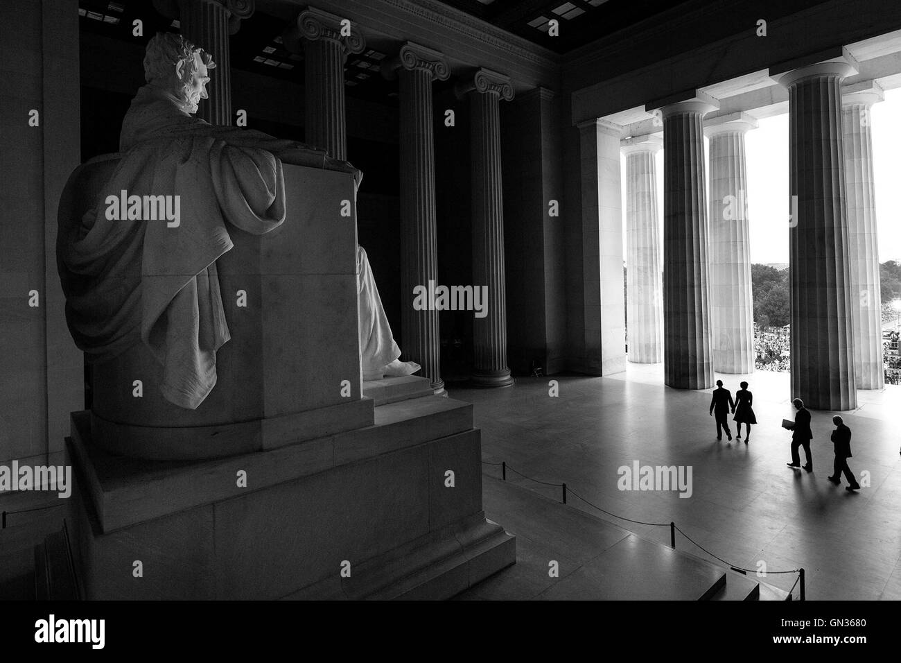 Il Presidente degli Stati Uniti Barack Obama e la First Lady Michelle Obama visita il Lincoln Memorial Agosto 28, 2013 a Washington, DC. Foto Stock