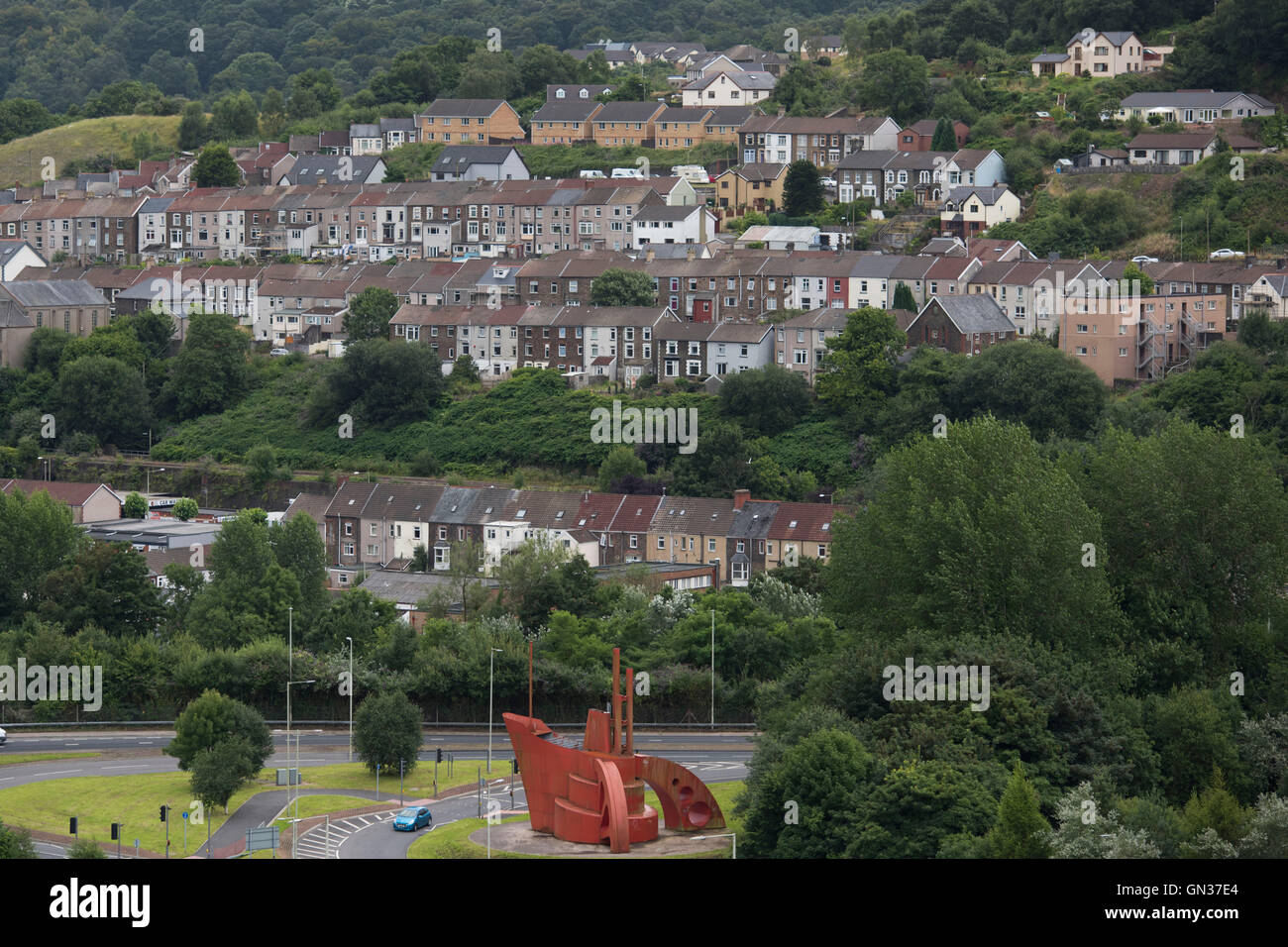 Vista generale di Pontypridd città nel Galles del Sud. Foto Stock