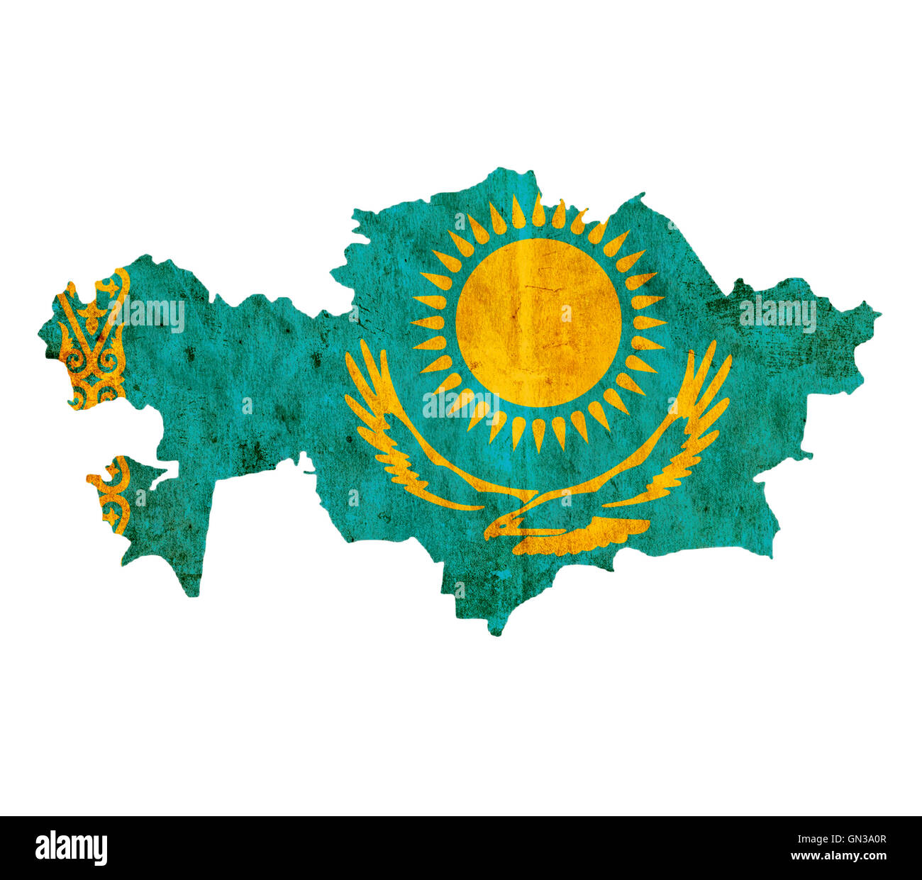 Carta Vintage Mappa di Kazakistan Foto Stock