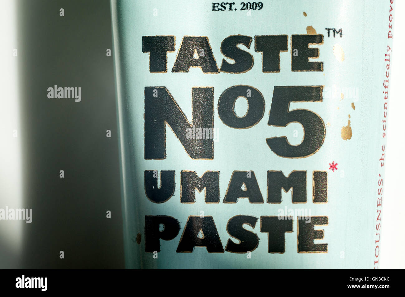 Un tubo di pasta di umami, noto anche come gusto numero cinque. Foto Stock