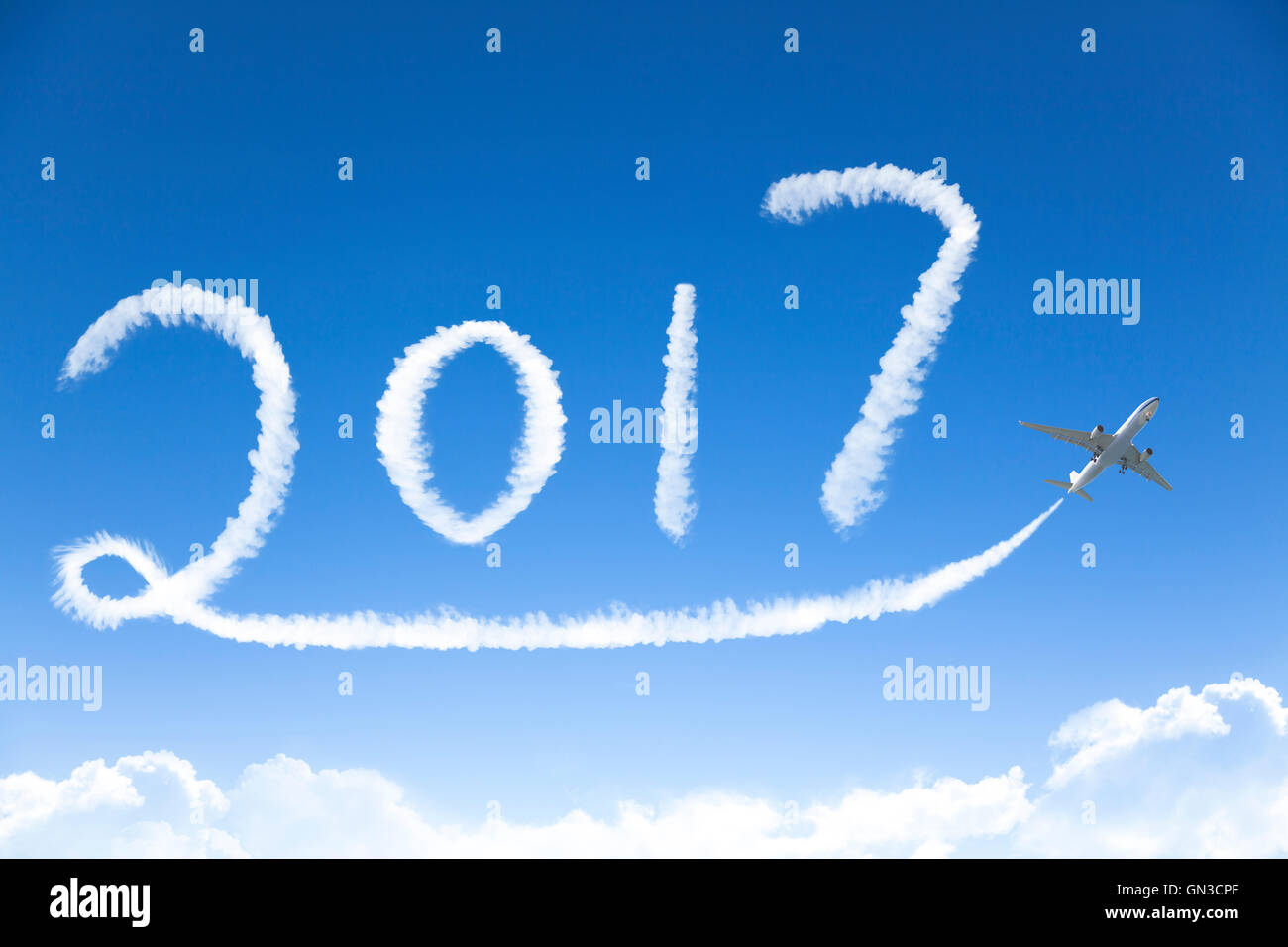 Felice anno nuovo 2017 disegno in aereo nel cielo Foto Stock