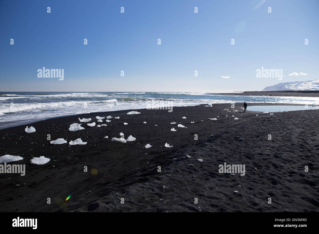 Jokulsarlon, ghiaccio Lagoon Beach, Islanda Foto Stock
