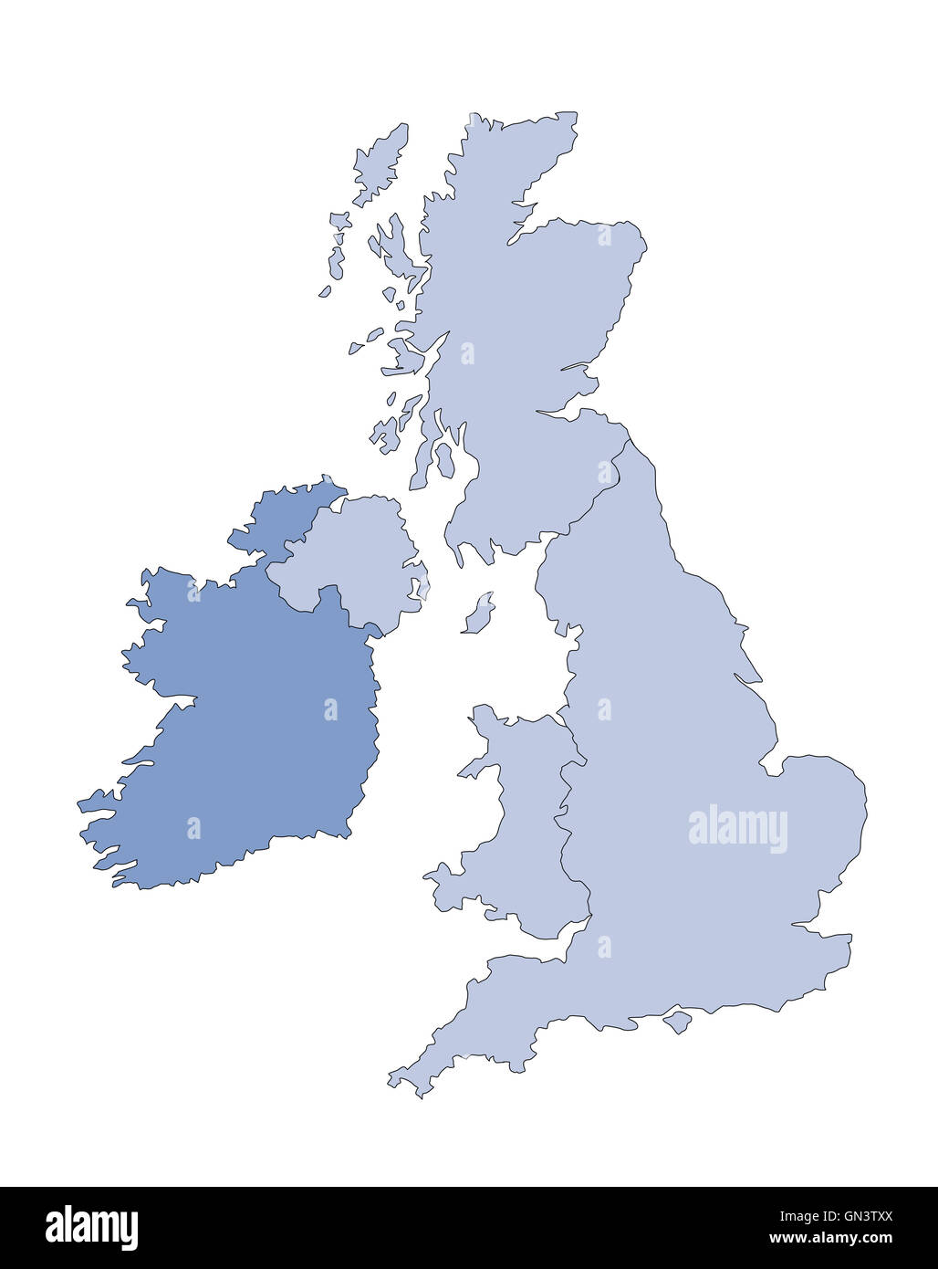 Mappa della Gran Bretagna Foto Stock