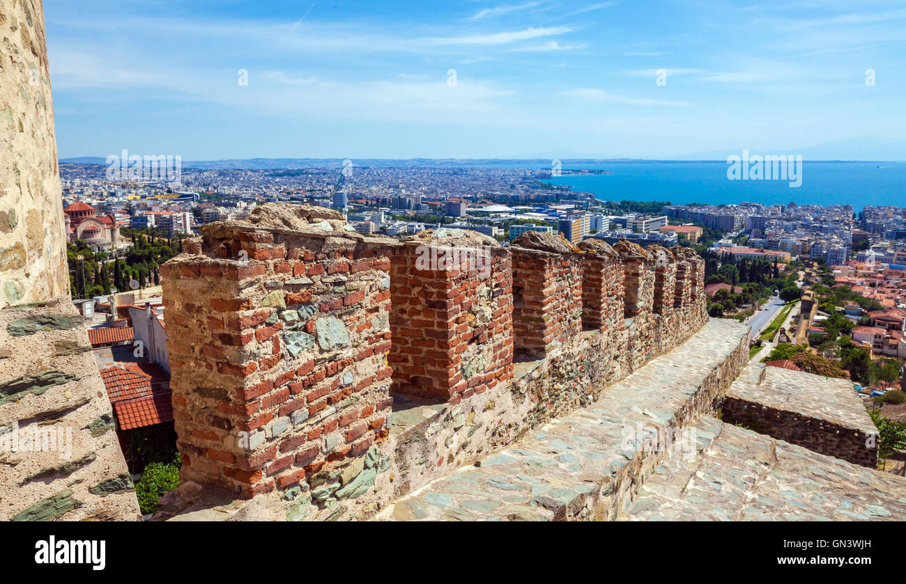 Vista della città dalla città alta, Salonicco, Macedonia, Grecia Foto Stock
