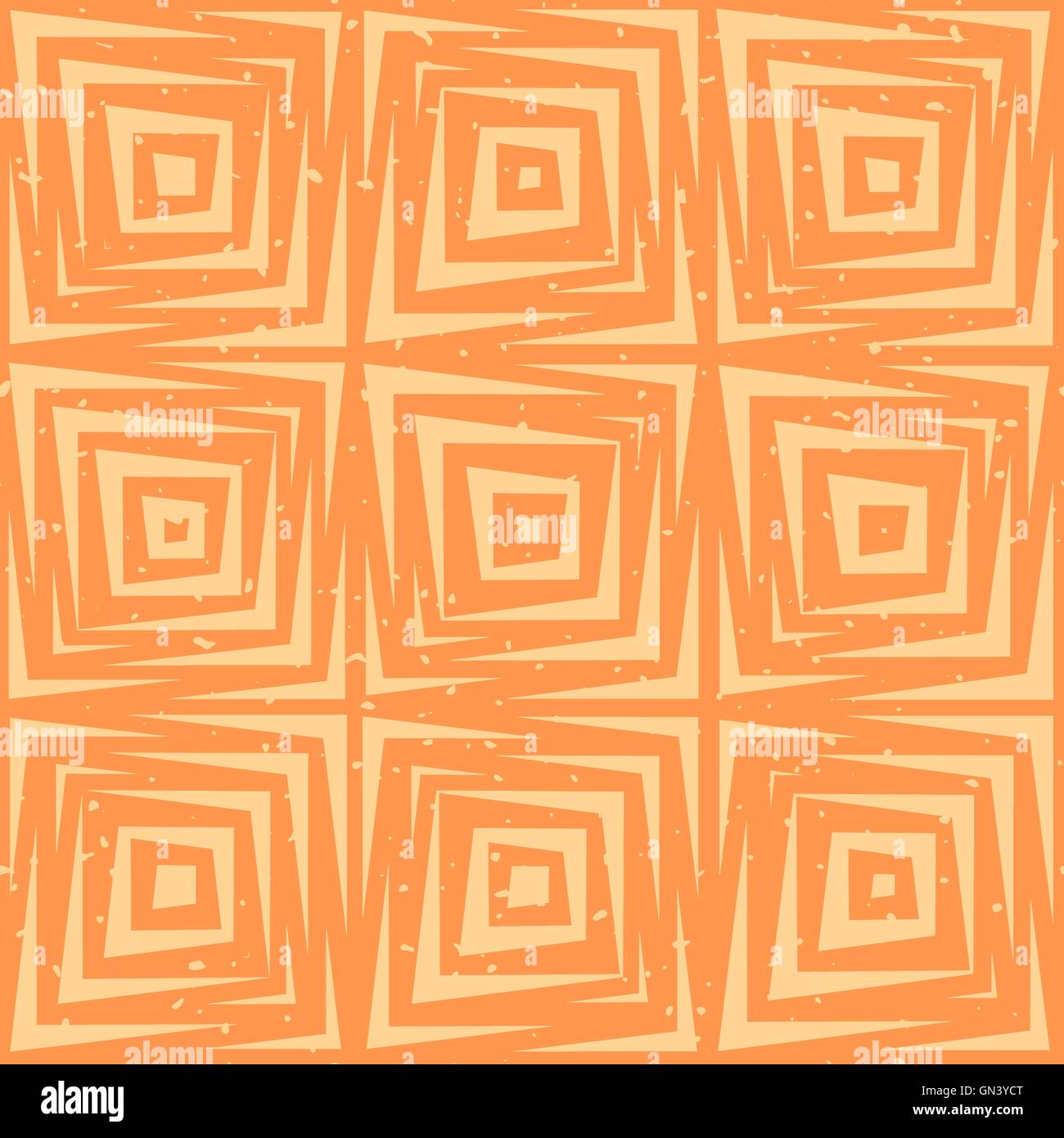 Vector Seamless disegnati a mano linee geometriche piastrelle quadrate retrò Grungy arancione modello Tan Illustrazione Vettoriale