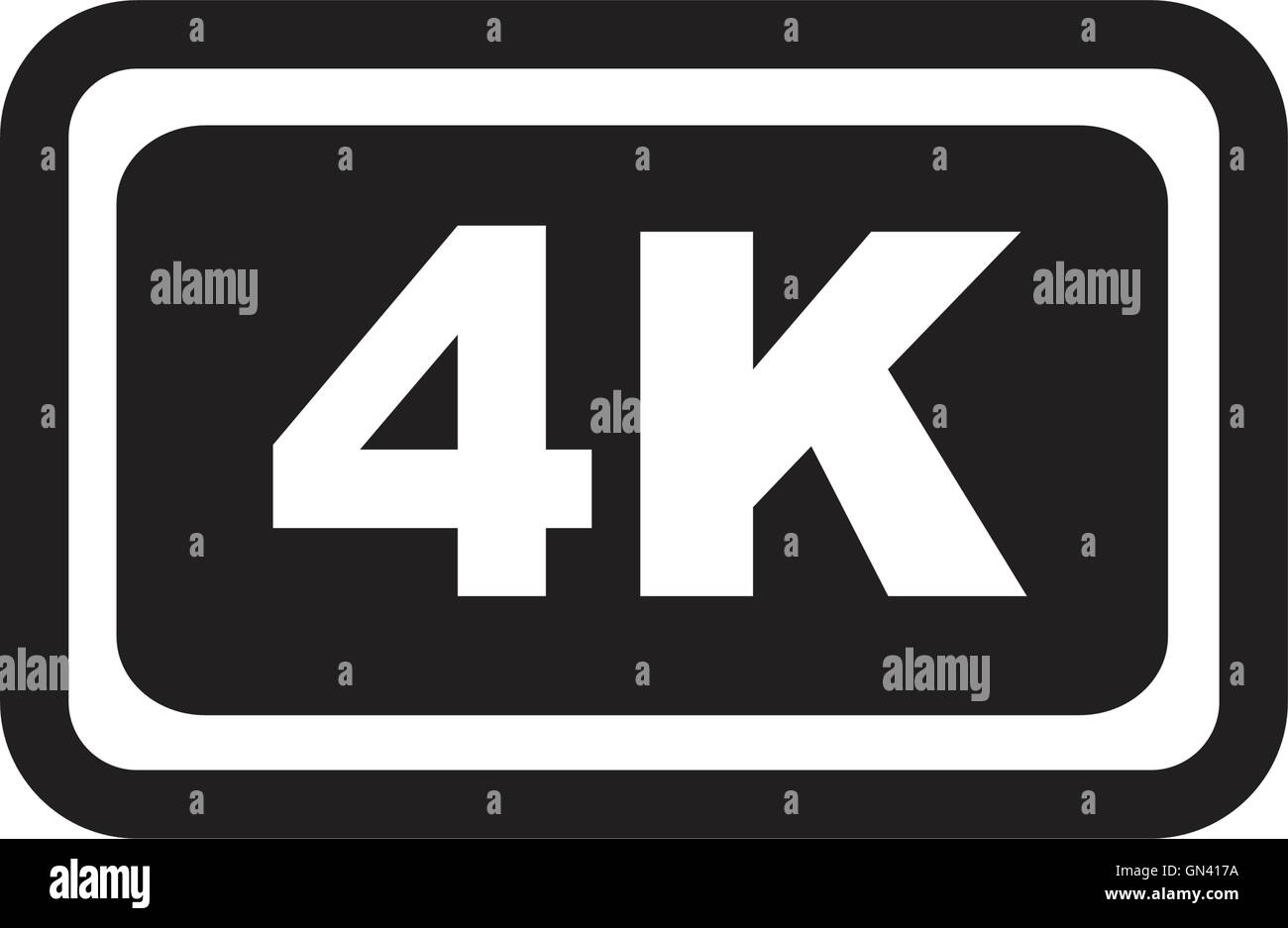 Ultra HD 4K 3d icona isolati su sfondo bianco Illustrazione Vettoriale