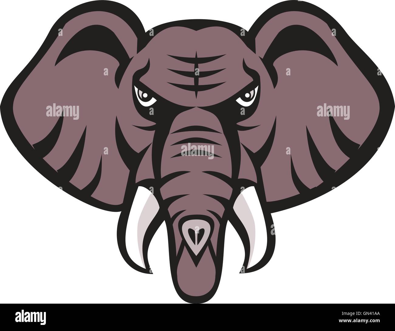 Elefante africano Head arrabbiato Brosmio retrò Illustrazione Vettoriale