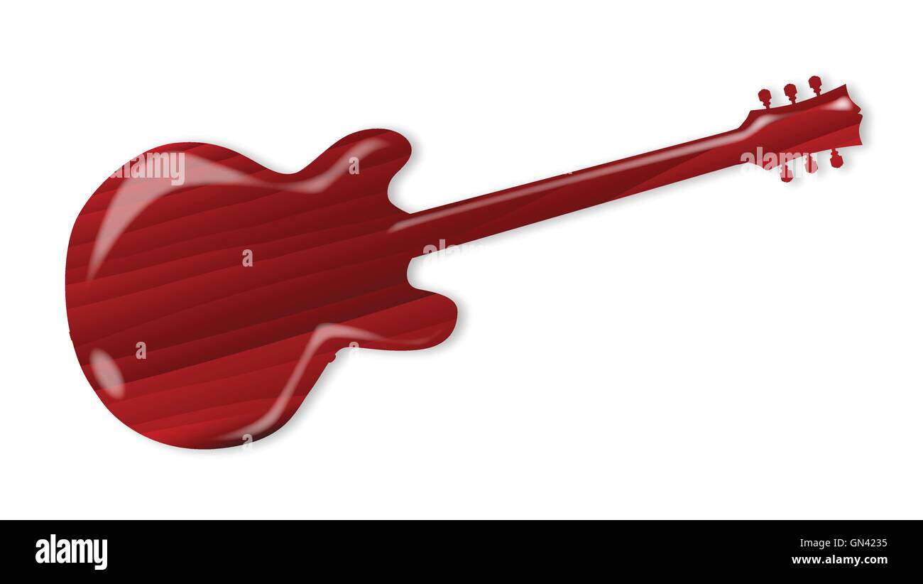 Rosso di chitarra in legno SIlhouette Illustrazione Vettoriale