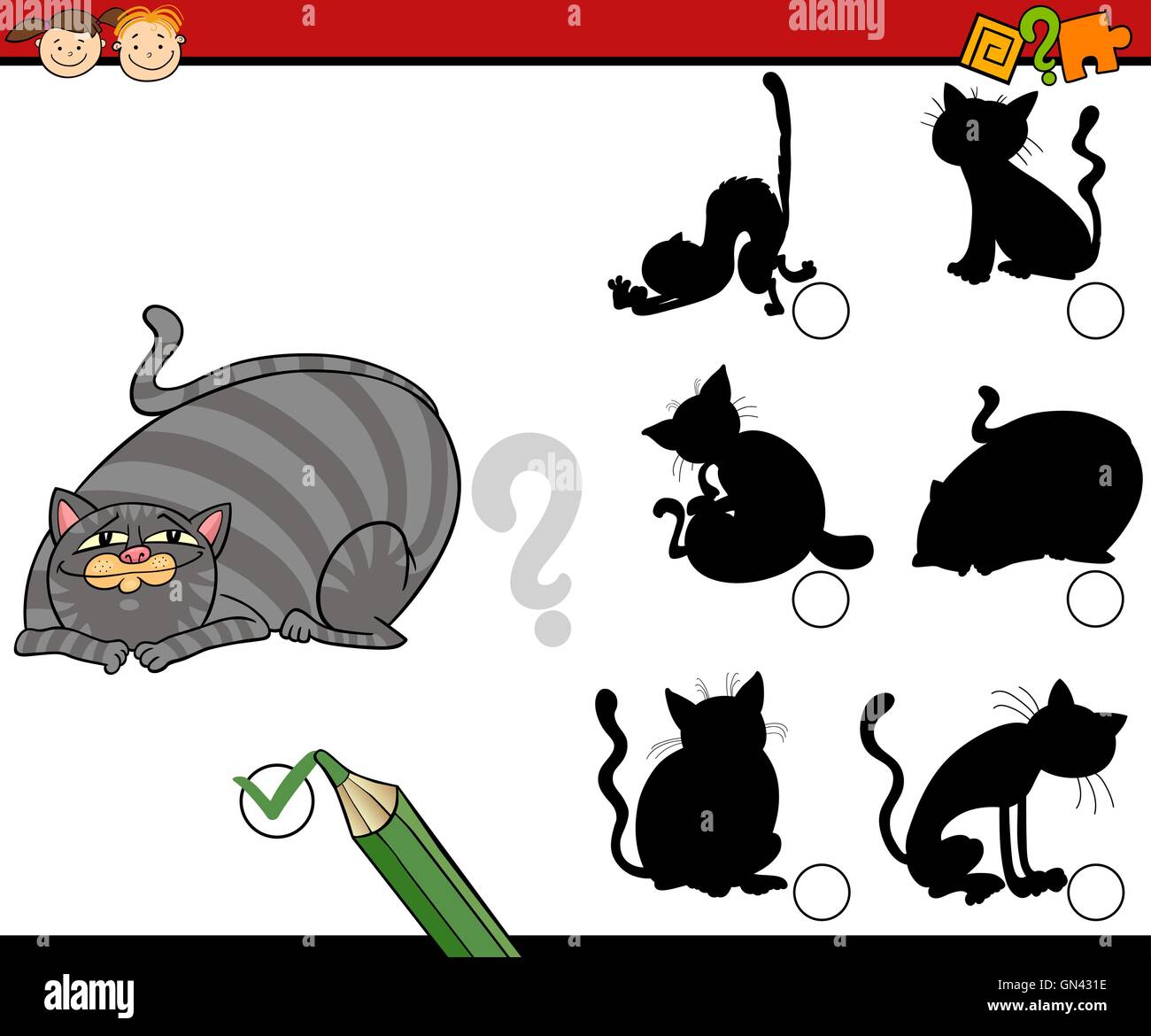Ombre cartoon di attività con i gatti Illustrazione Vettoriale