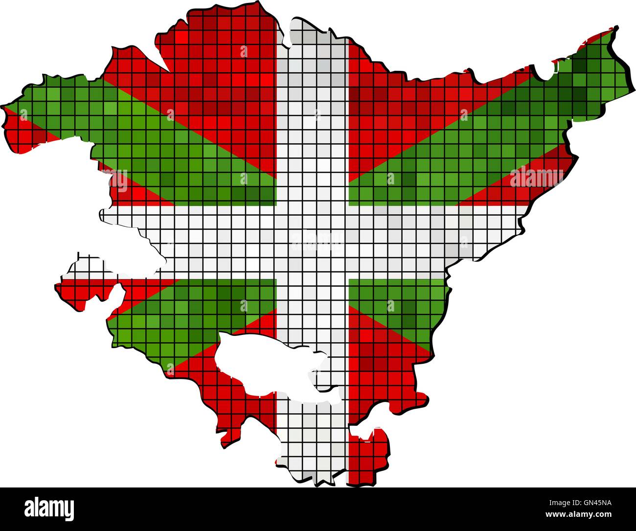 Mappa basco con bandiera all'interno Illustrazione Vettoriale