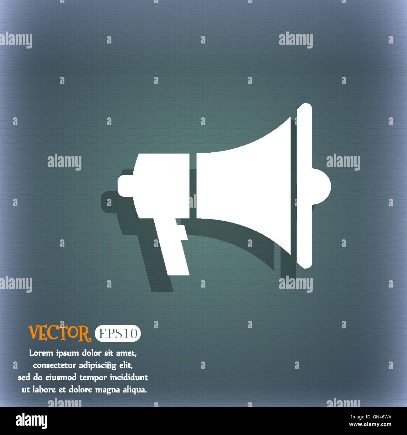 Grammofono icona web. Sul blu-verde sfondo astratto con ombra e lo spazio per il tuo testo. Vettore Illustrazione Vettoriale