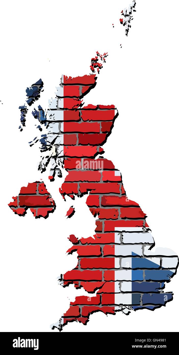 Gran Bretagna mappa su un muro di mattoni Illustrazione Vettoriale