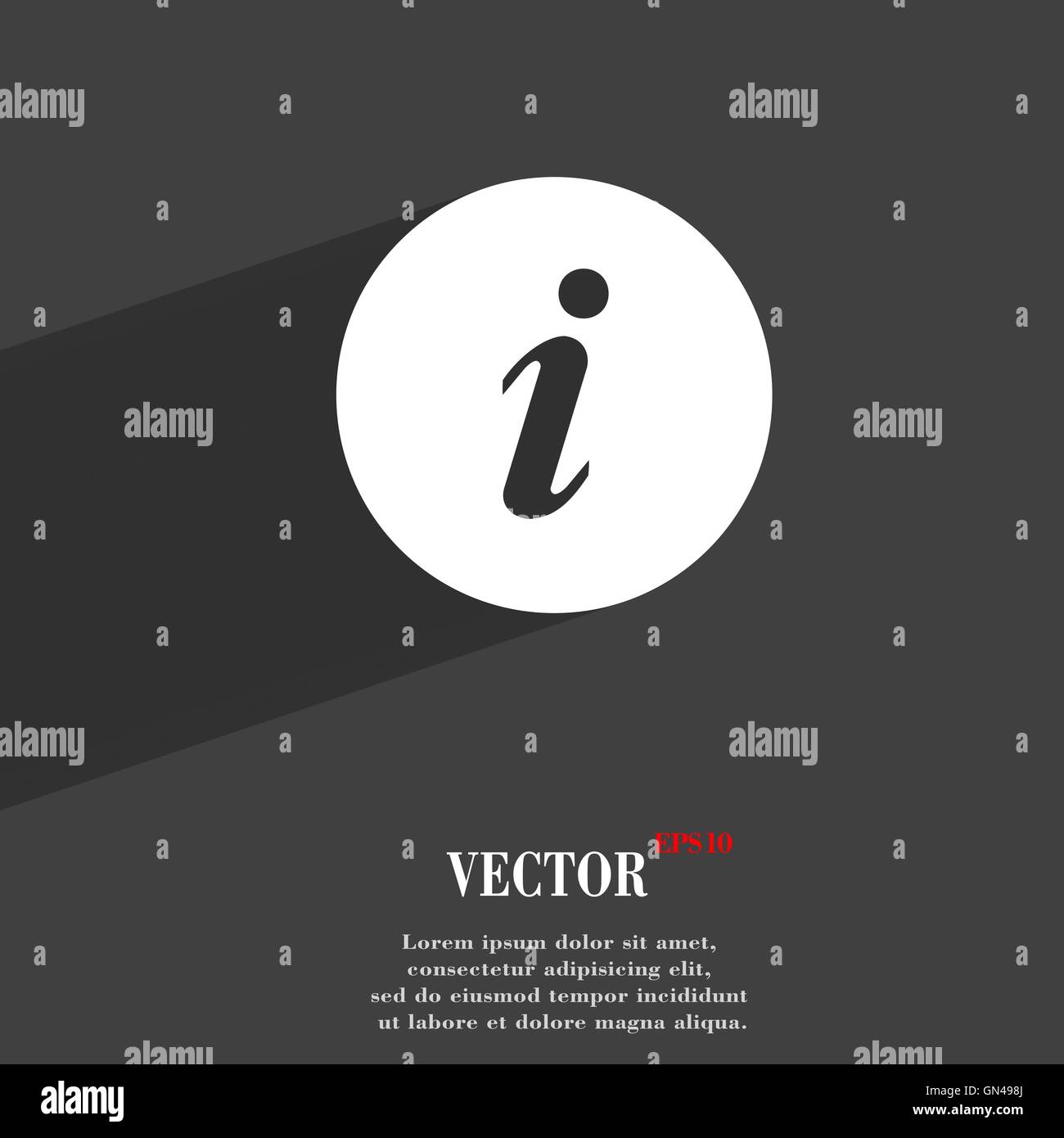 Info piatto simbolo di moderna progettazione web con lunga ombra e lo spazio per il tuo testo. Vettore Illustrazione Vettoriale