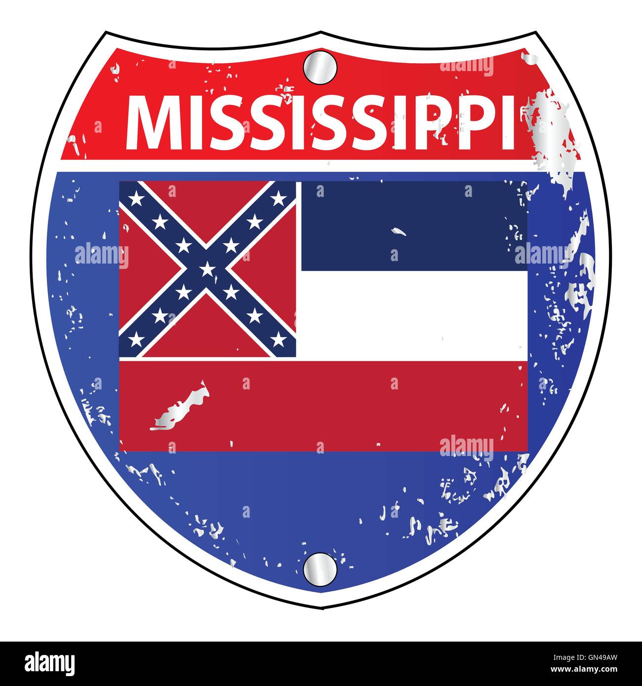 La Mississippi bandiera delle icone come segno interstatale Illustrazione Vettoriale