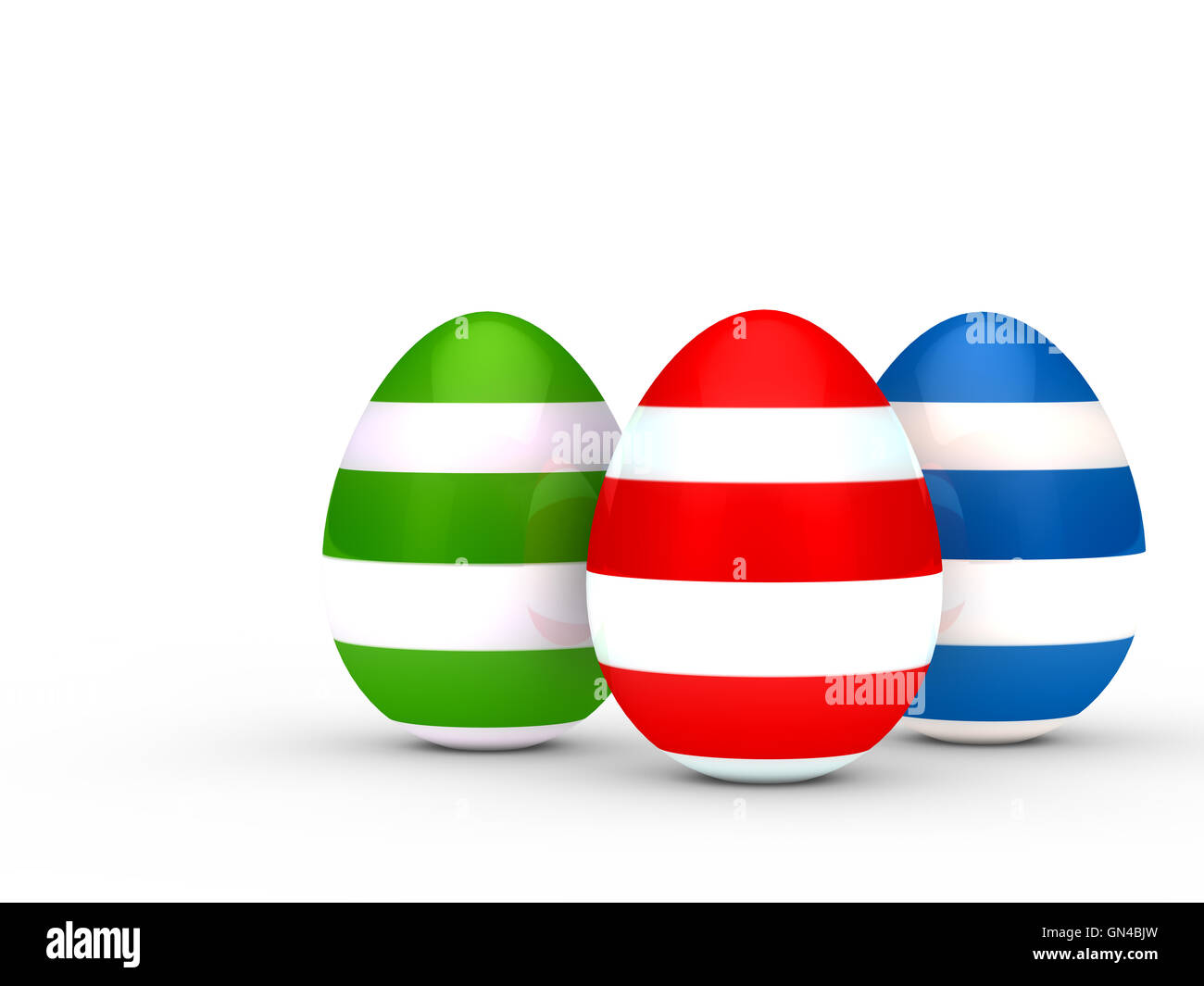 Tre uova colorate Foto Stock