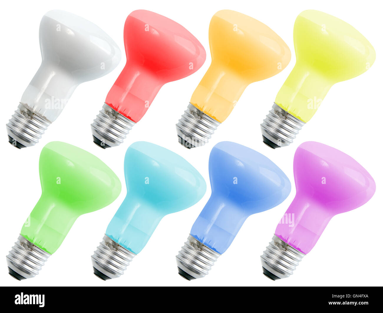 Set di compatto colorato lampade di illuminazione Foto Stock