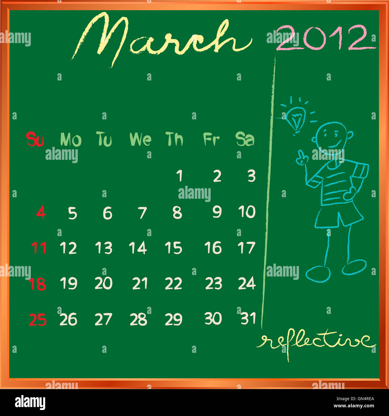 2012 Calendario 3 marzo per la scuola Foto Stock