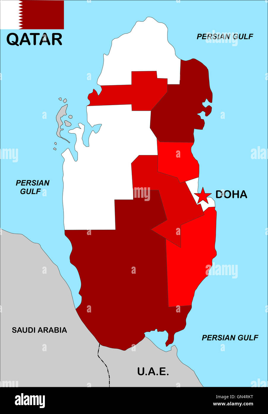 Mappa di Qatar Foto Stock