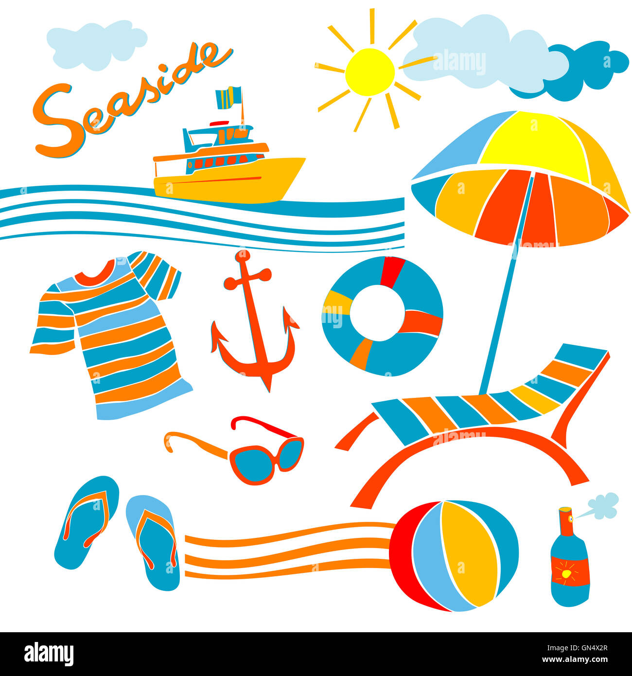 Icone della spiaggia Foto Stock