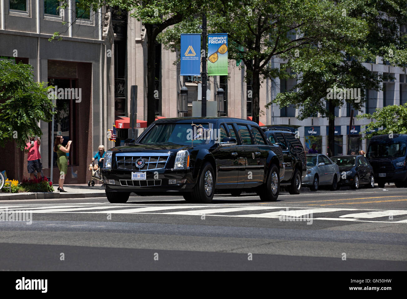 Amministrazione Obama ci presidenziale membro vettura 'Cadillac Uno' - Washington DC, Stati Uniti d'America Foto Stock