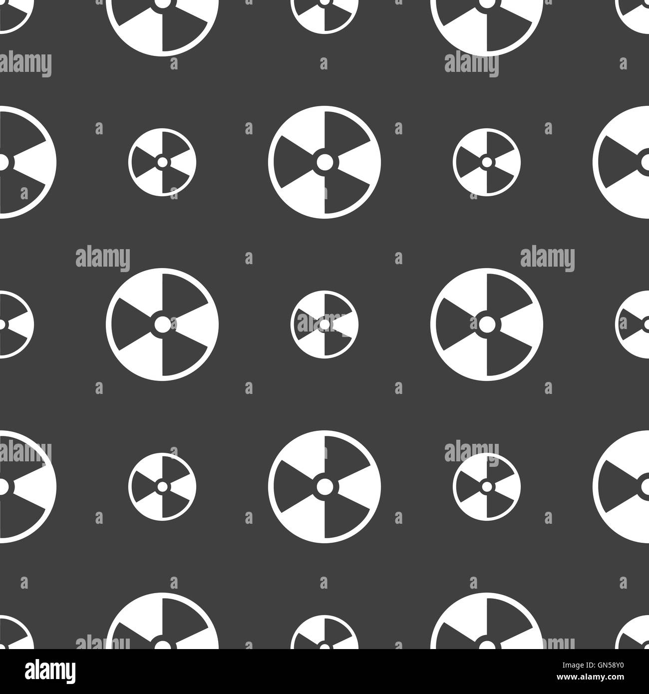 Icona radioattivi segno. Seamless pattern su uno sfondo grigio. Vettore Illustrazione Vettoriale