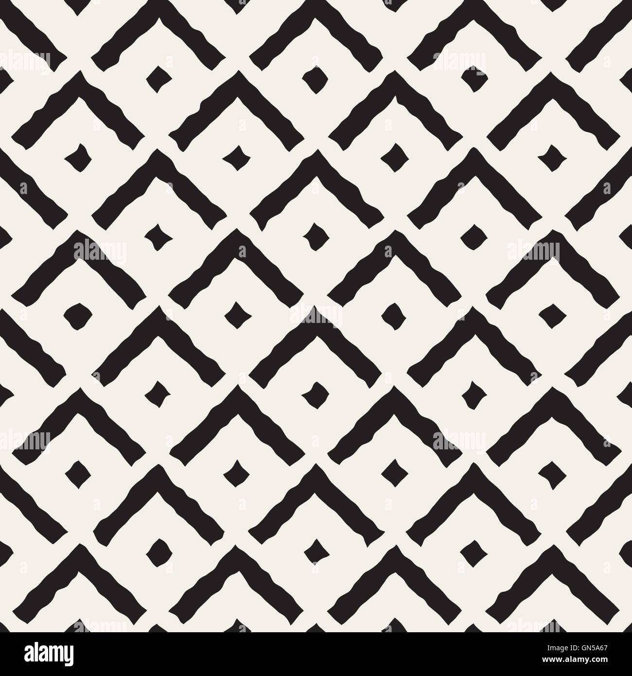 Vector Seamless in bianco e nero dipinte a mano angolo linea modello di forma Illustrazione Vettoriale