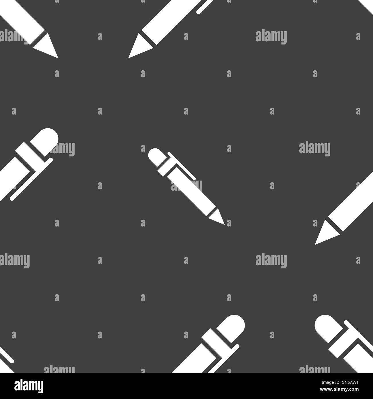 Icona penna segno. Seamless pattern su uno sfondo grigio. Vettore Illustrazione Vettoriale