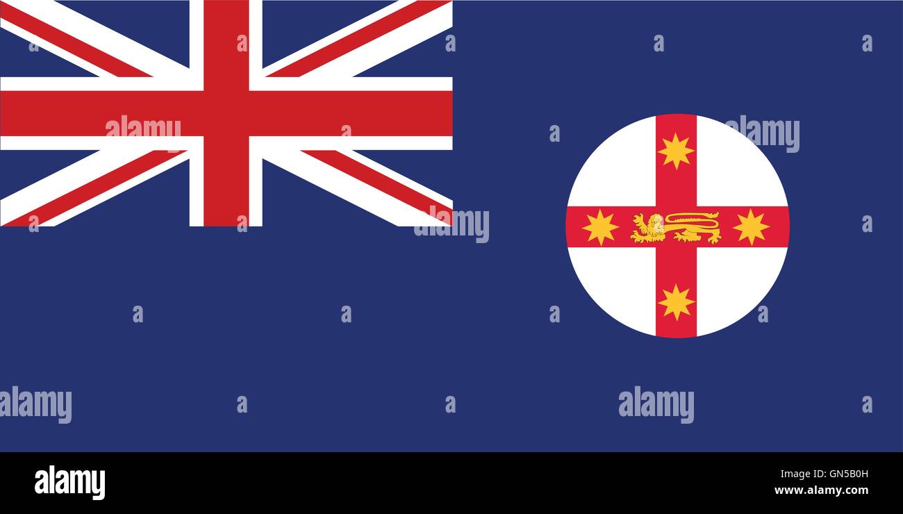 La bandiera del Nuovo Galles del Sud dello stato nel paese di Australia Illustrazione Vettoriale