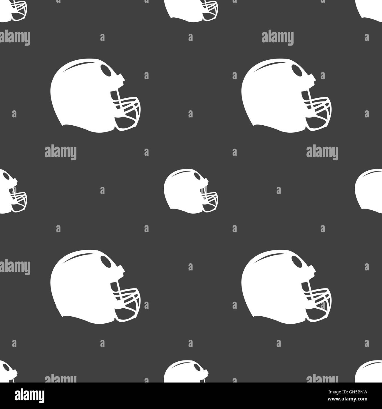 Casco da football icona segno. Seamless pattern su uno sfondo grigio. Vettore Illustrazione Vettoriale