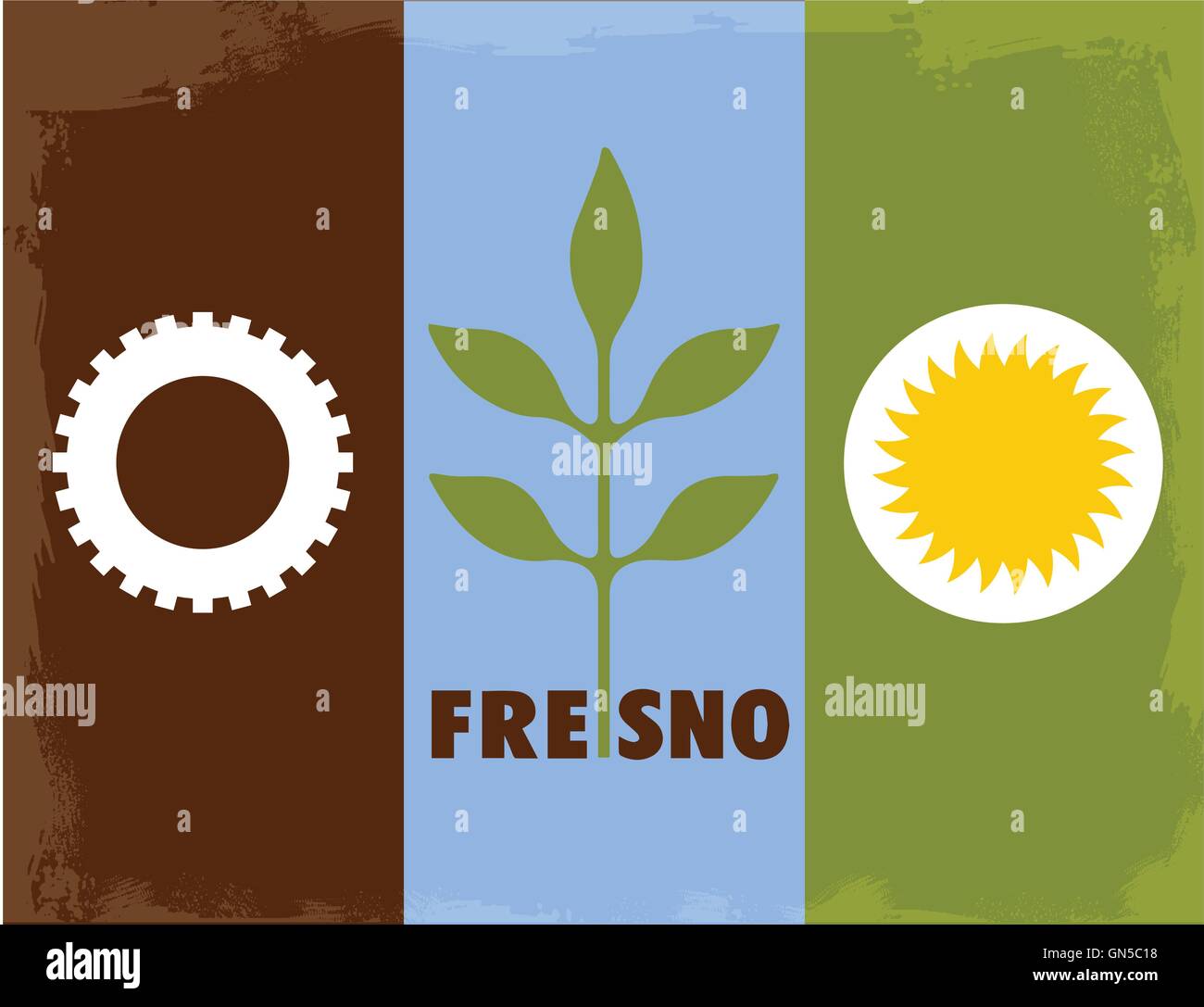 La città di Fresno Bandiera Illustrazione Vettoriale