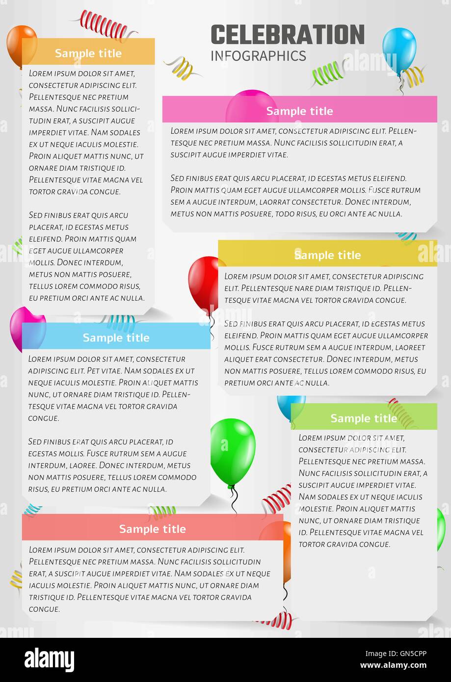Celebrazione infographics con palloncini Illustrazione Vettoriale