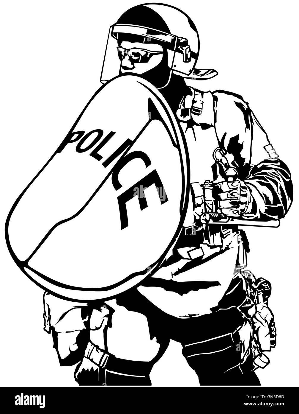 La polizia Heavy Armor Illustrazione Vettoriale