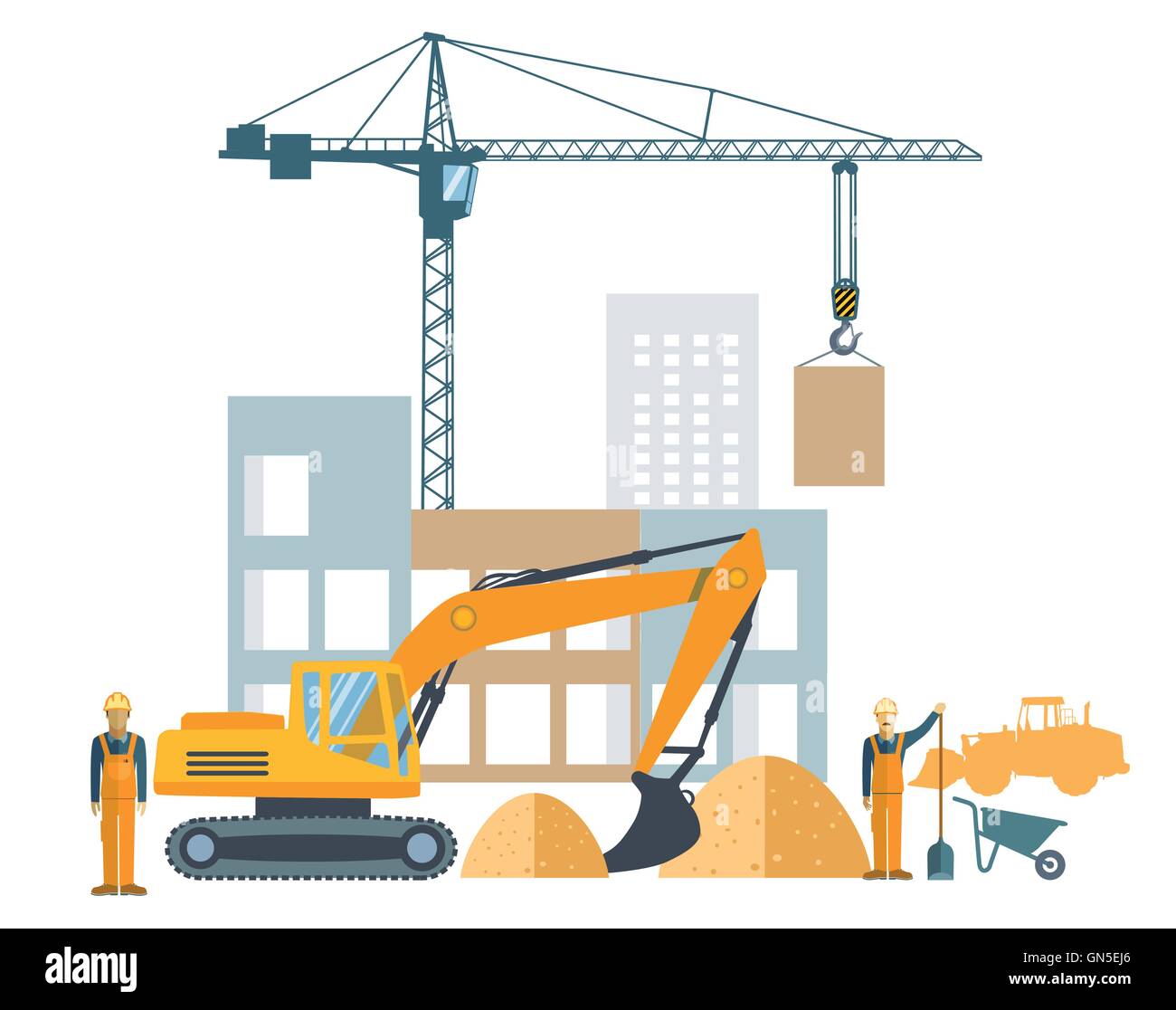 Progetto di costruzione, sito in costruzione Illustrazione Vettoriale