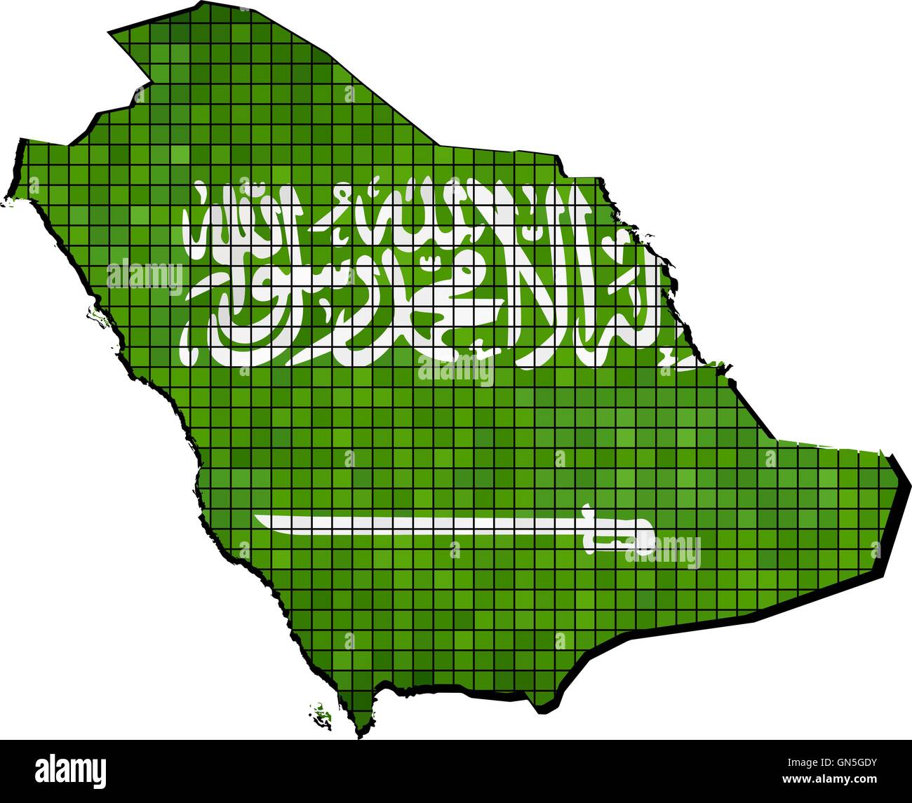 Arabia Saudita mappa con bandiera all'interno Illustrazione Vettoriale