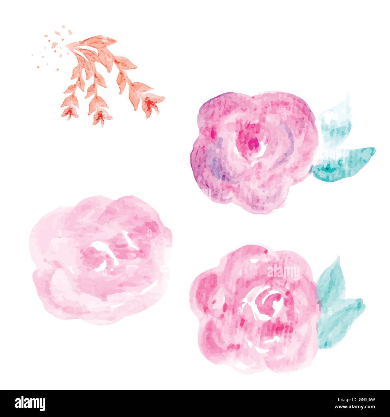 Acquerello vettore di fiori. Round acquerello fiori. Abstract Flo Illustrazione Vettoriale