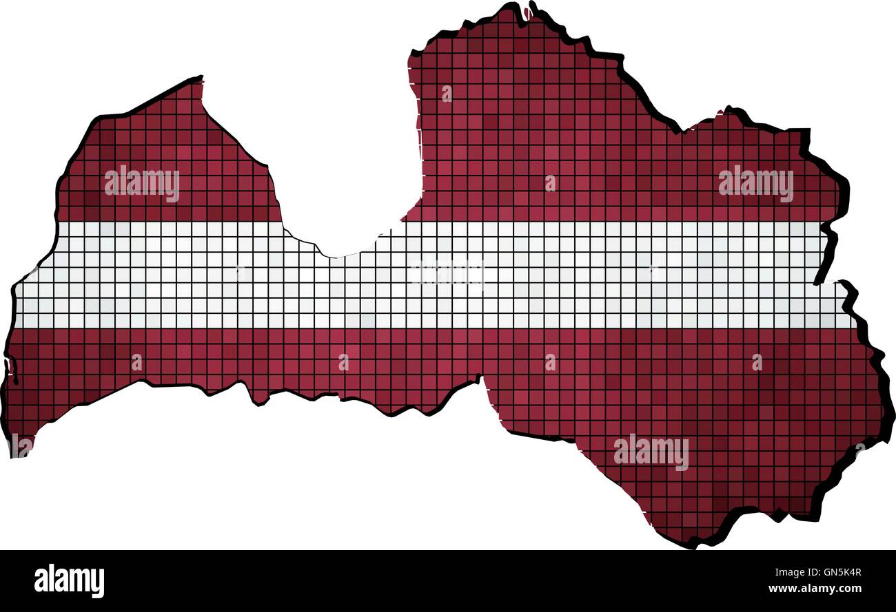 La lettonia mappa con bandiera all'interno Illustrazione Vettoriale