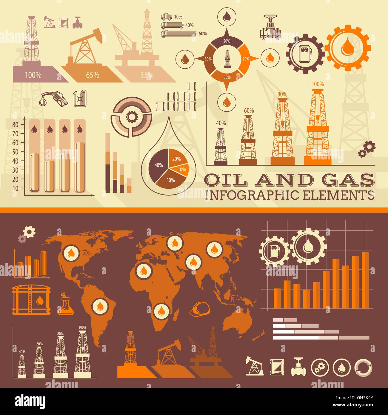 Il petrolio e il Gas Una infografica Illustrazione Vettoriale