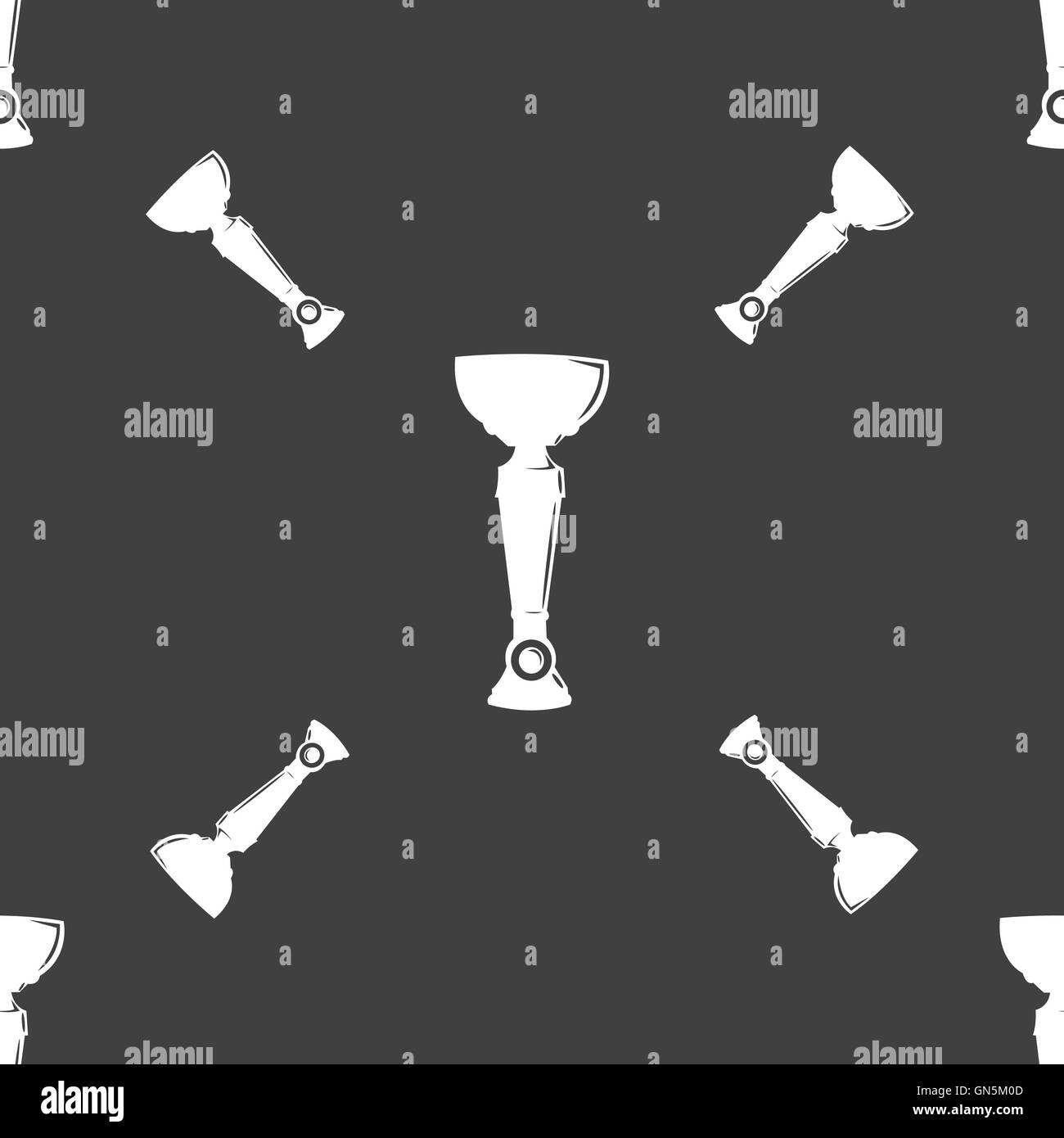 Icona del trofeo segno. Seamless pattern su uno sfondo grigio. Vettore Illustrazione Vettoriale