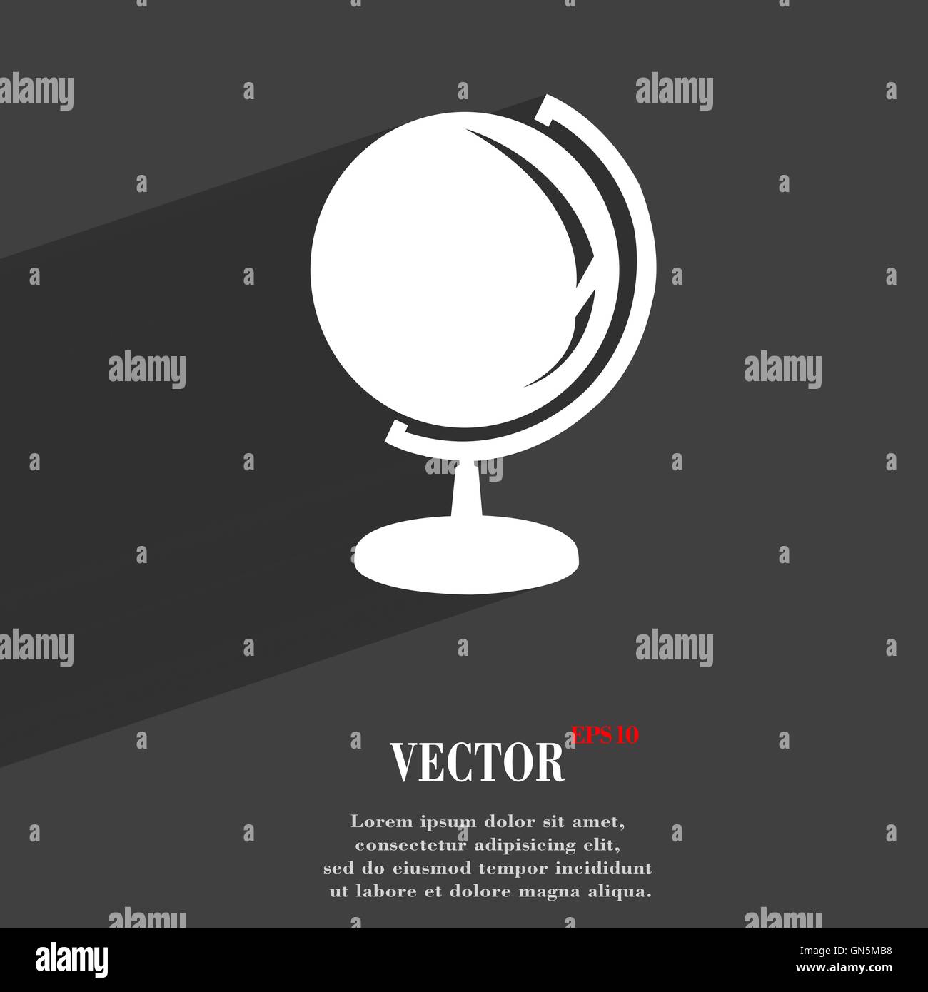 Globo piatto simbolo di moderna progettazione web con lunga ombra e lo spazio per il tuo testo. Vettore Illustrazione Vettoriale
