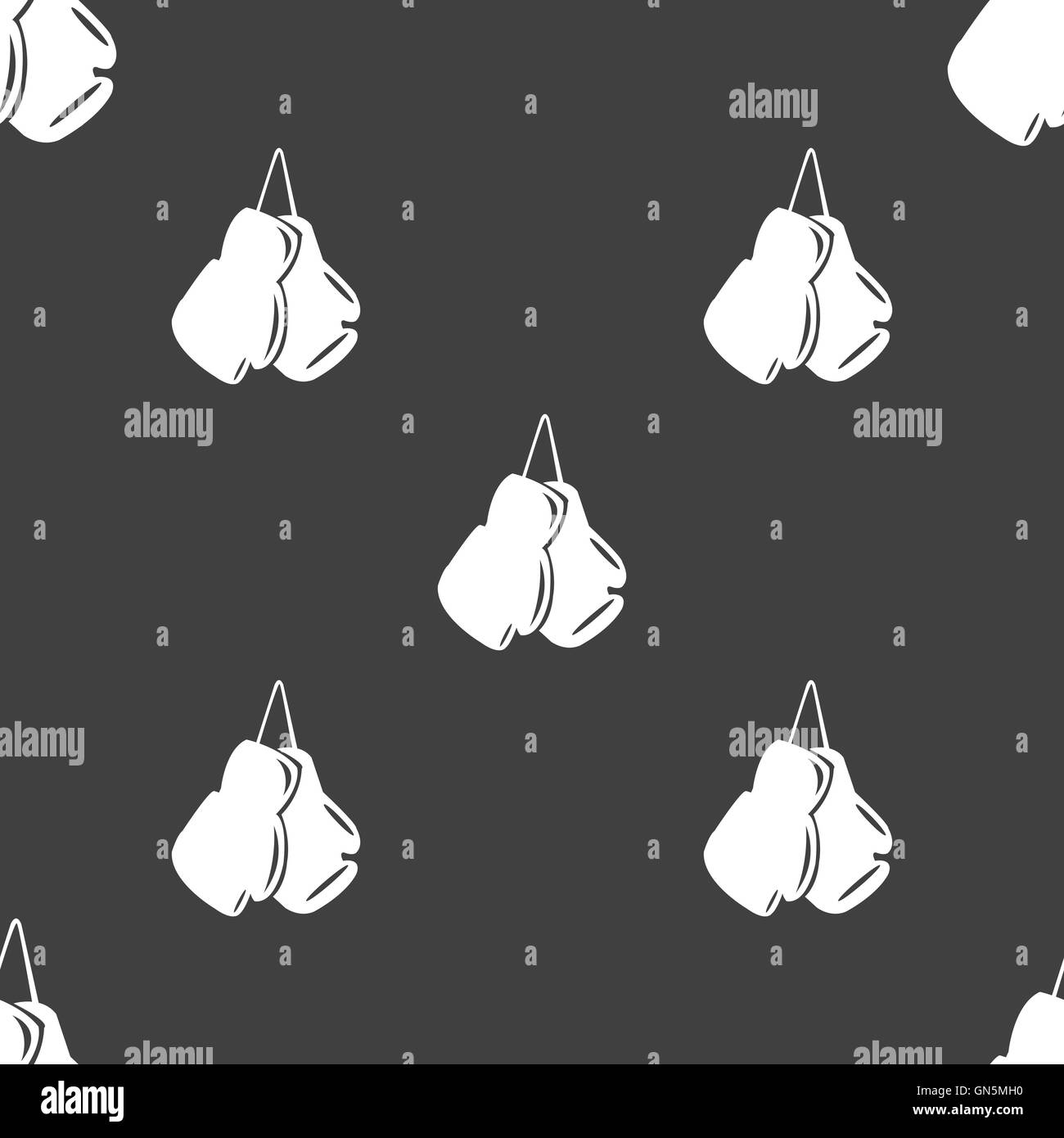 I guantoni icona segno. Seamless pattern su uno sfondo grigio. Vettore Illustrazione Vettoriale