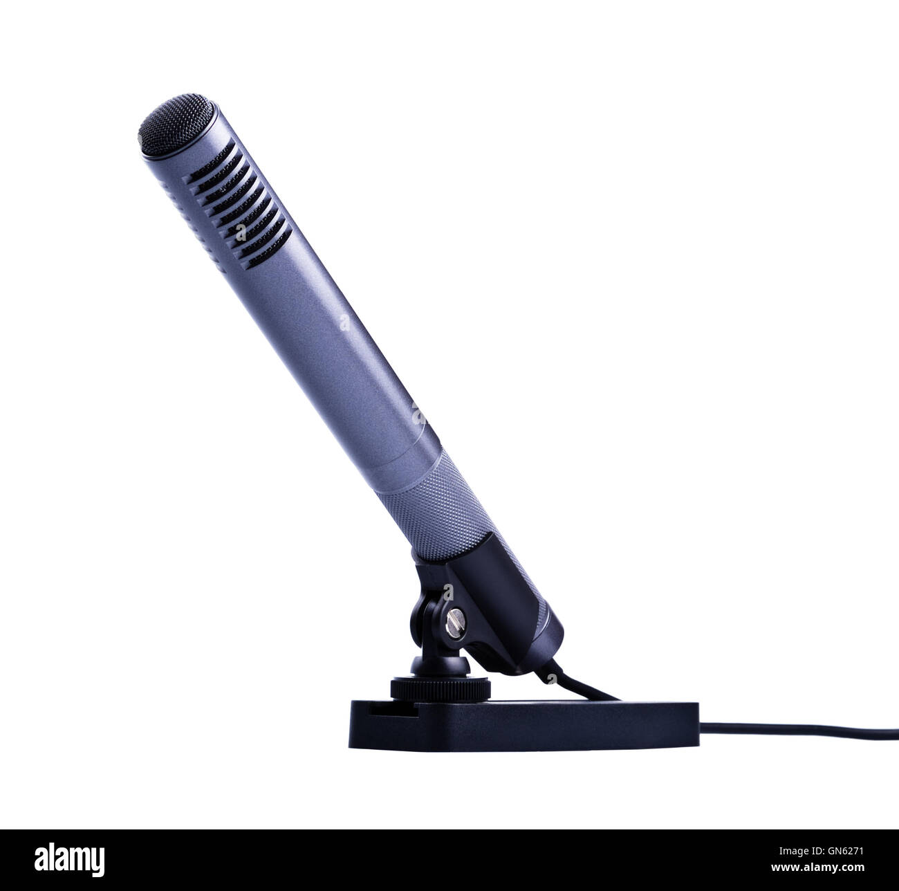 Grigio microfono a condensatore su supporto Foto Stock