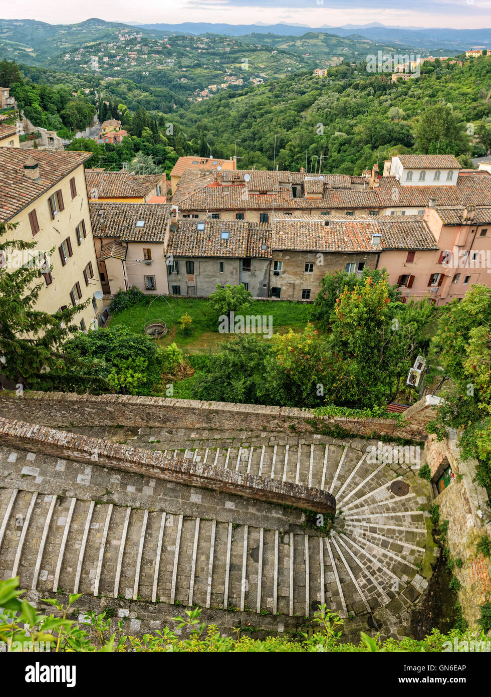 Perugia (Umbria) panorama da Porta Sole Foto Stock
