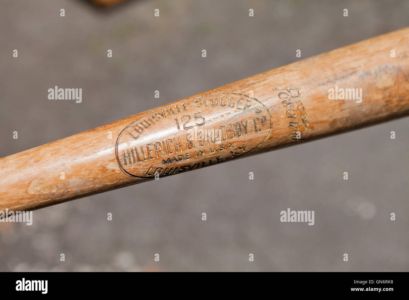 Vintage Louisville Slugger bat etichetta - USA Foto Stock