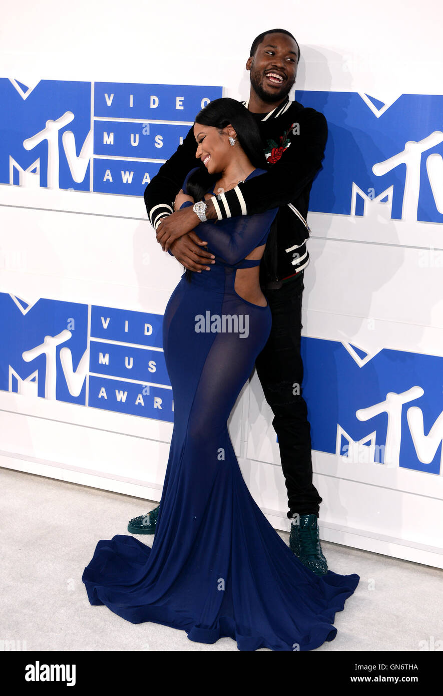 Nicki Minaj e Meeke Mill arrivando a MTV Video Music Awards 2016, Madison Square Garden di New York City. Foto Stock