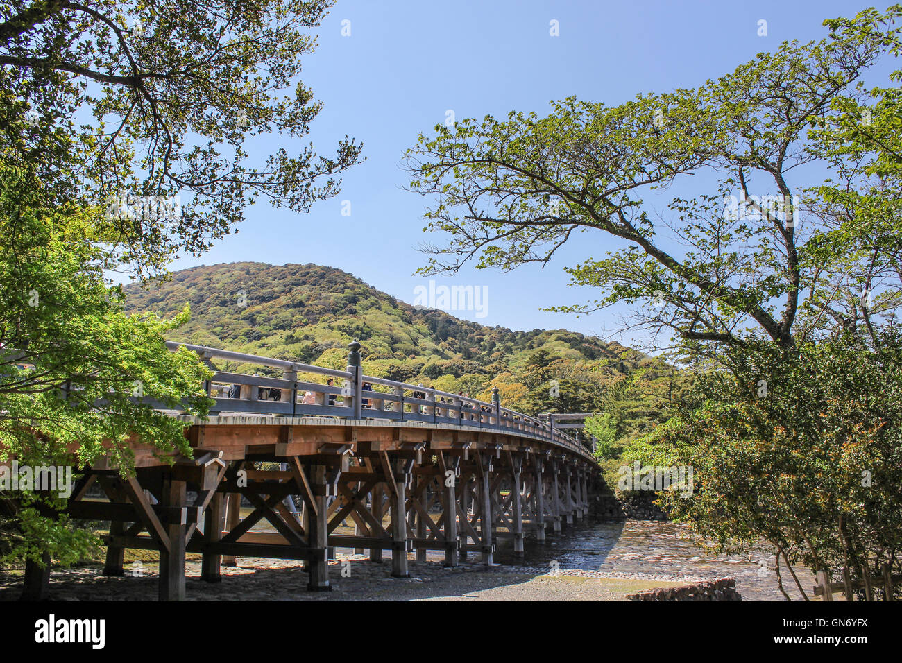 Ponte Uji di Ise Shrine, Ise, Giappone Foto Stock