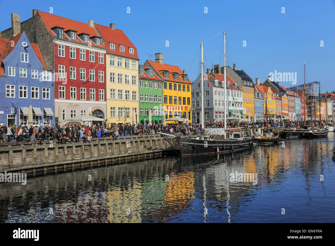 Canale di Nyhavn, Copenhagen, Danimarca Foto Stock