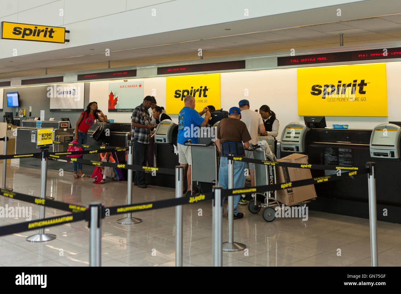 Spirito Airlines banco biglietteria at BWI International Airport - USA Foto Stock