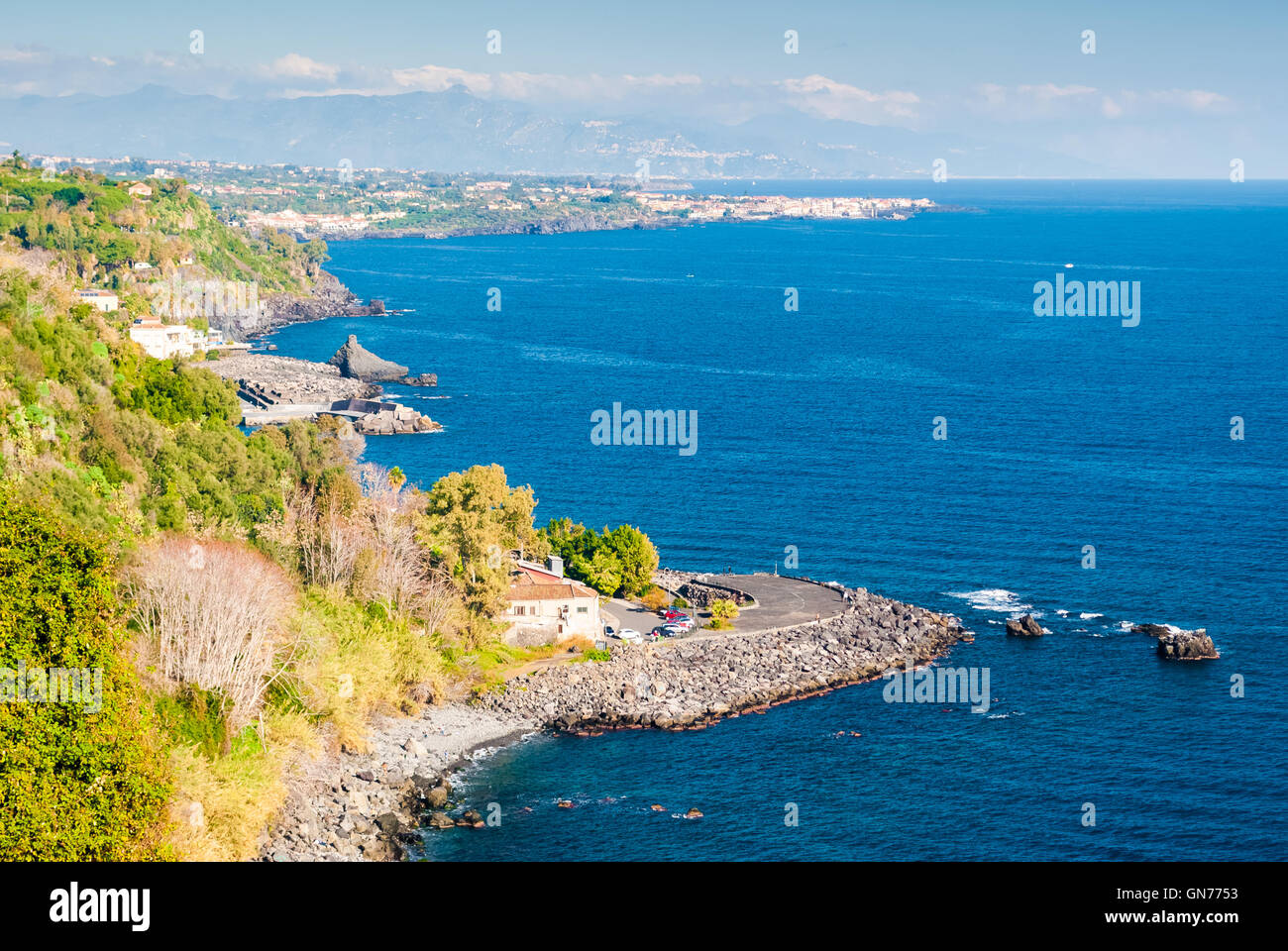 Vista panoramica del '' Timpa di Acireale, in Sicilia Foto Stock
