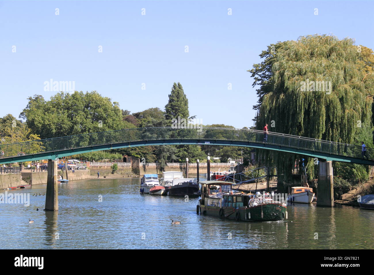 Eel Pie Island bridge, Twickenham, Greater London, England, Gran Bretagna, Regno Unito Regno Unito, Europa Foto Stock