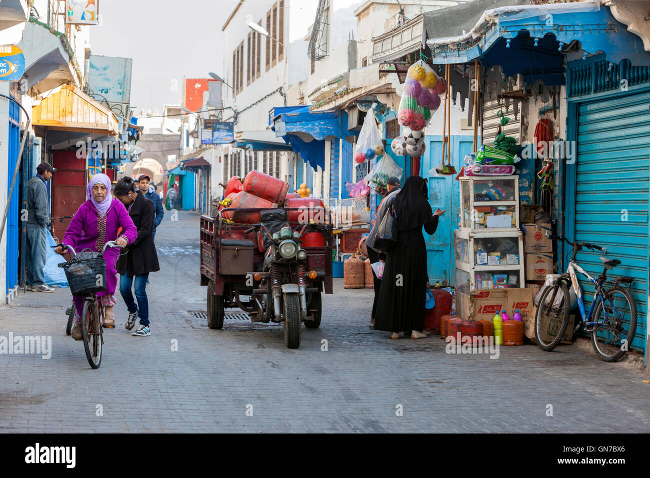 Essaouira, Marocco. Mohamed El Qorry Street. Foto Stock